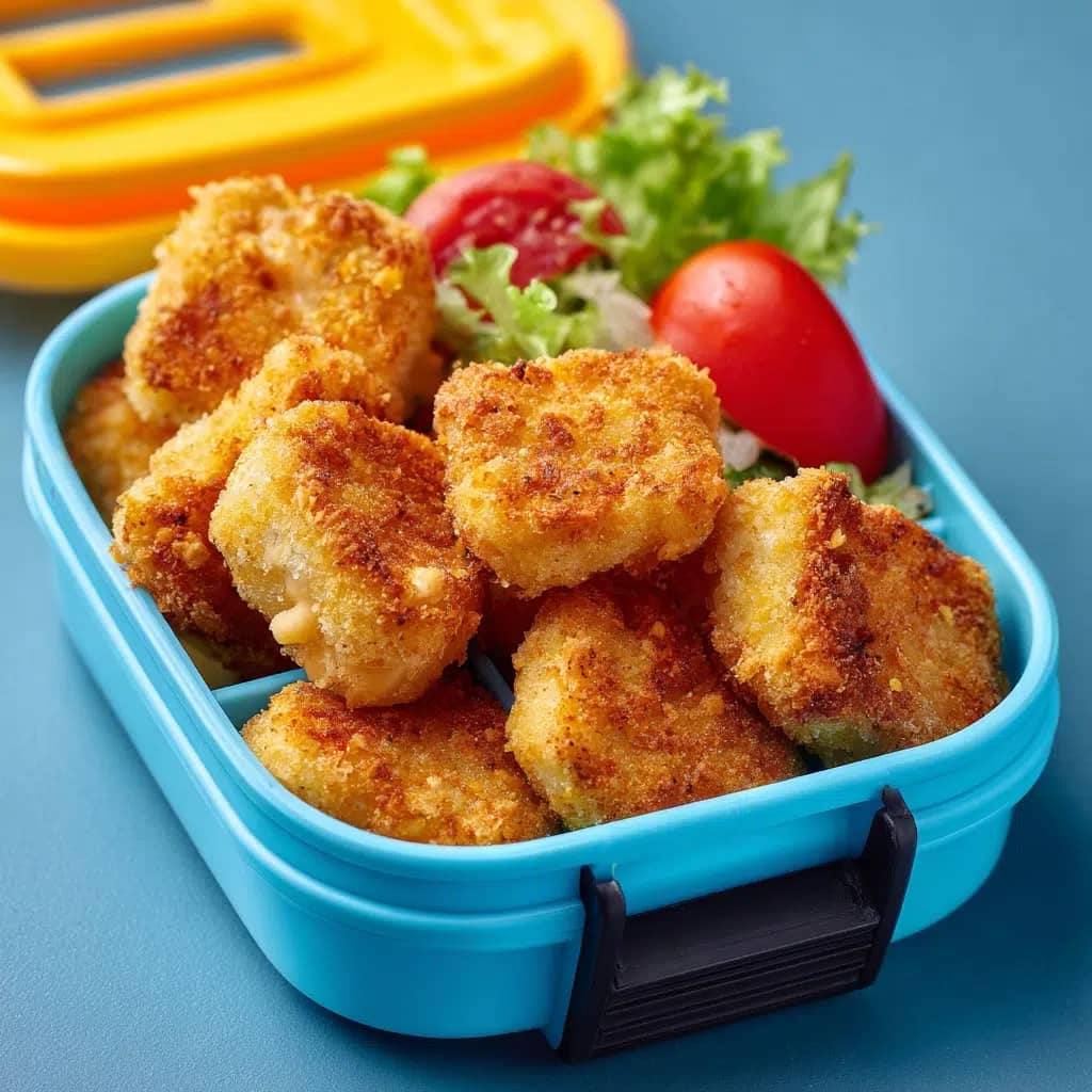Cheez it chicken nuggets packed in a kids lunch box

