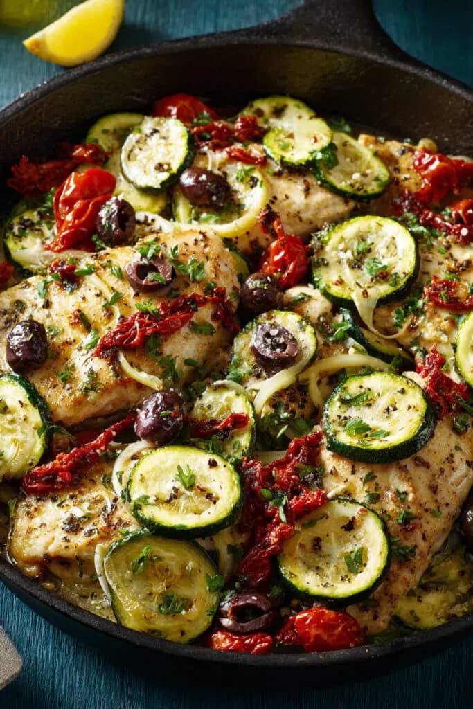 Mediterranean Zucchini Chicken Skillet
