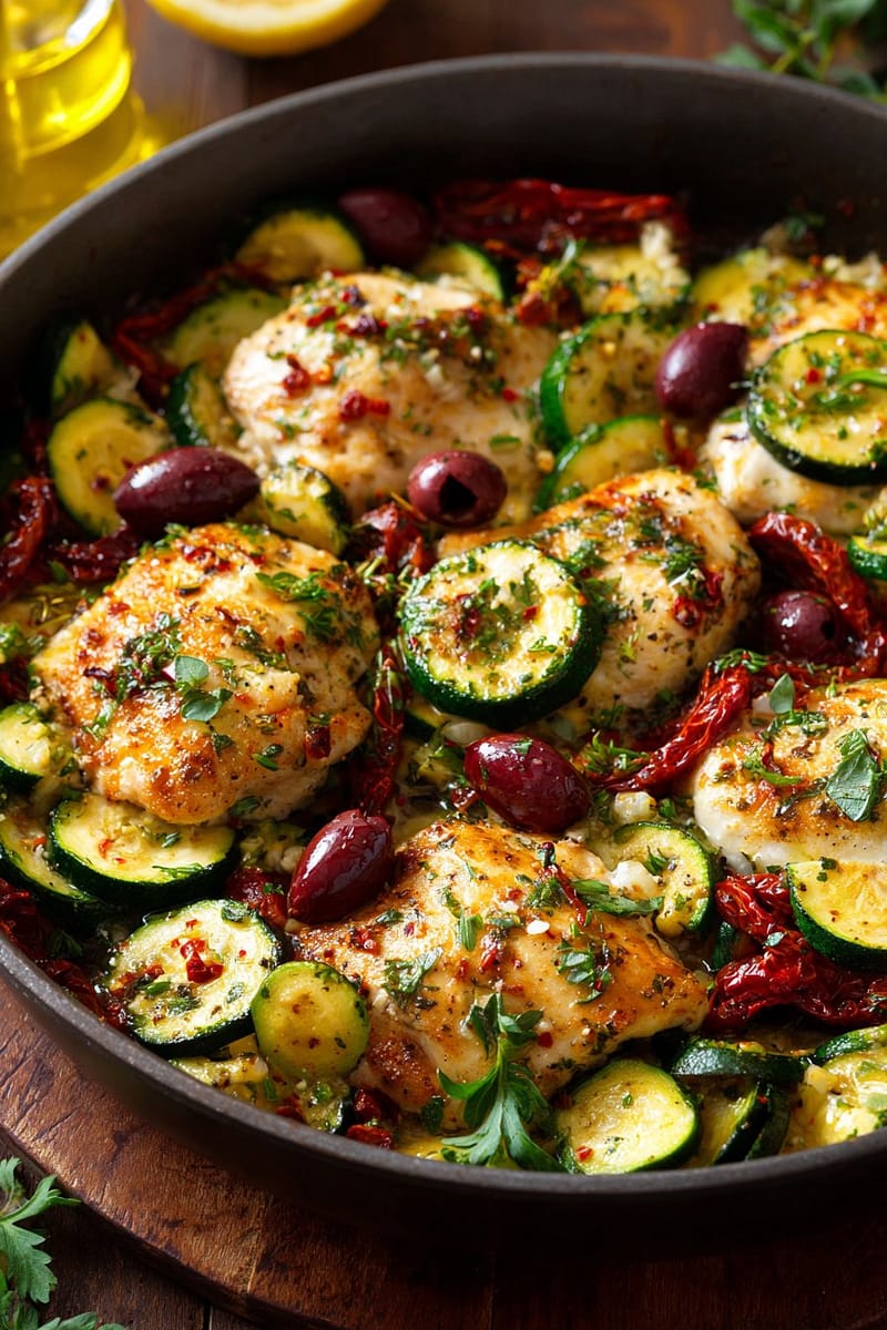 Mediterranean Zucchini Chicken Skillet – A One-Pan