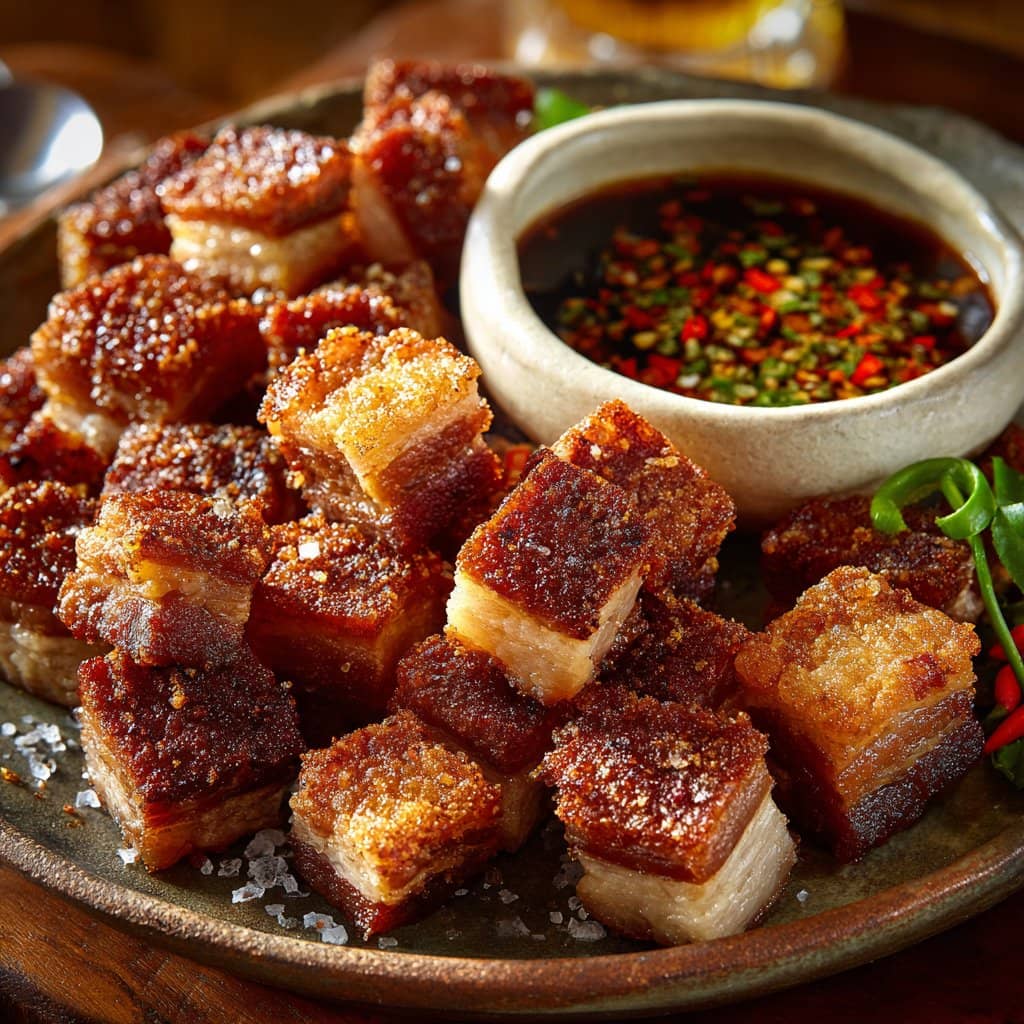 Fried Pork Belly Bites with Dipping Sauce